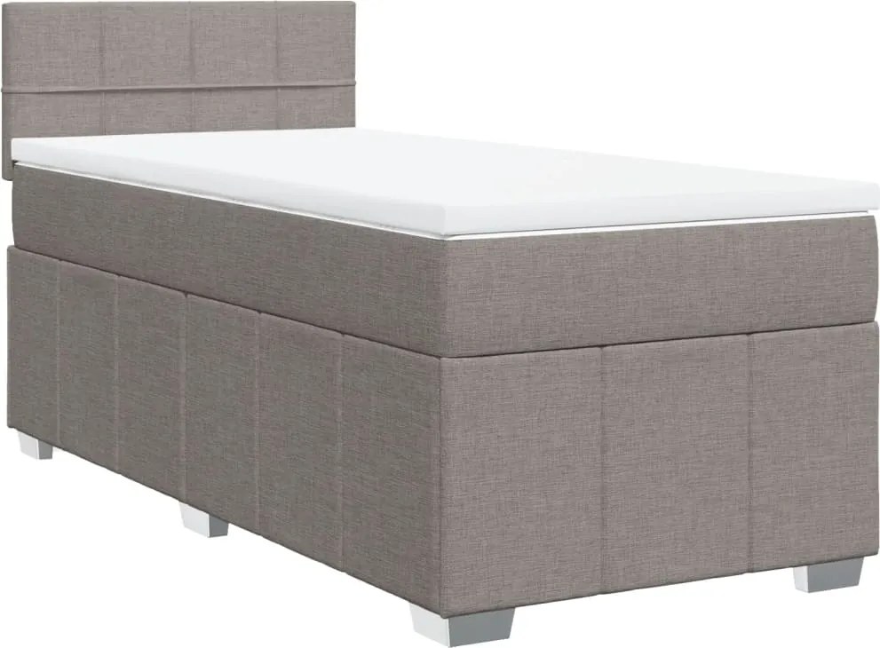 vidaXL Pat box spring cu saltea, gri taupe, 80x200 cm, textil