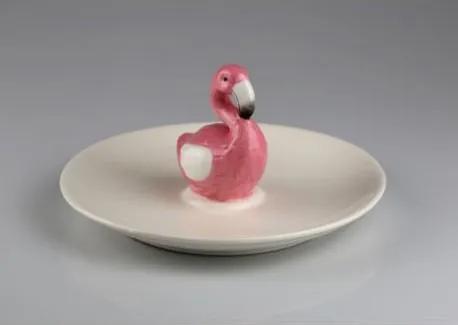 Farfurie Flamingo 21 x 10 cm - Roz/Alb