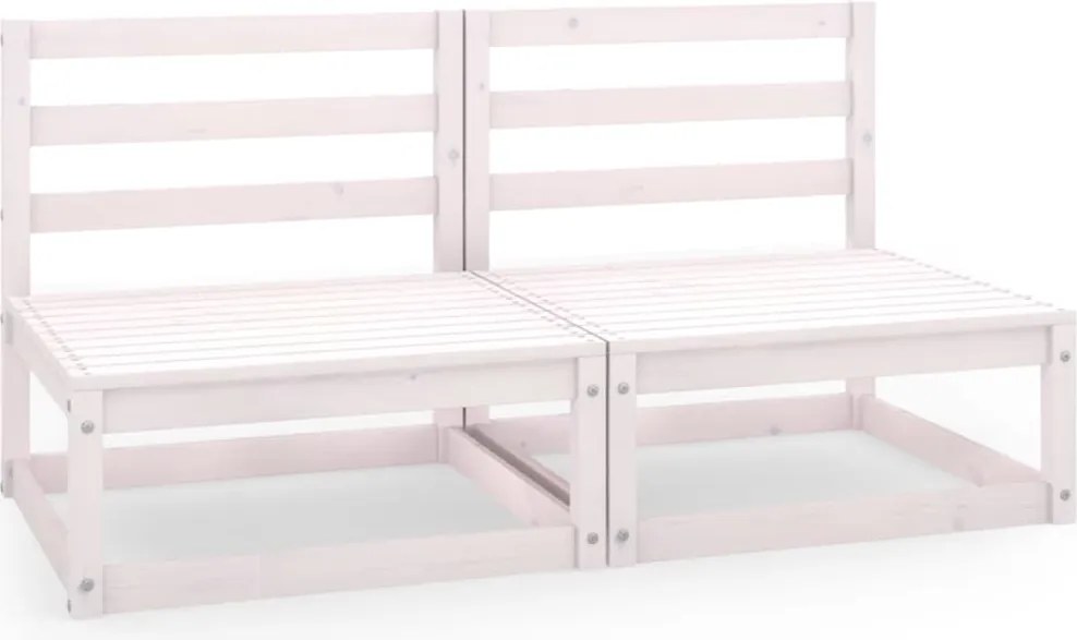 vidaXL Set mobilier de grădină cu 2 locuri, alb, lemn masiv de pin
