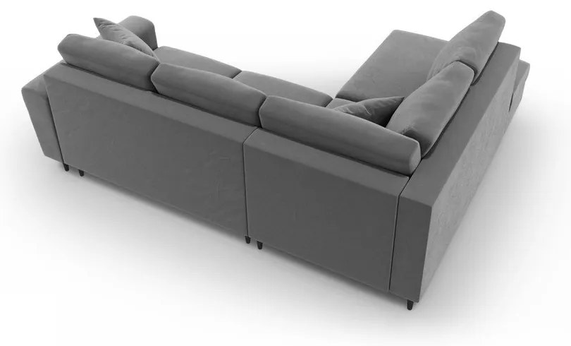 Colțar gri deschis extensibil, cu spațiu de depozitare cu tapițerie din catifea (cu colț pe partea stângă-în formă de ”L”) Kyoto – Cosmopolitan Design