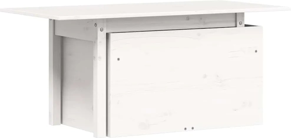 vidaXL Masă de grădină, alb, 100x50x75 cm, lemn masiv de pin