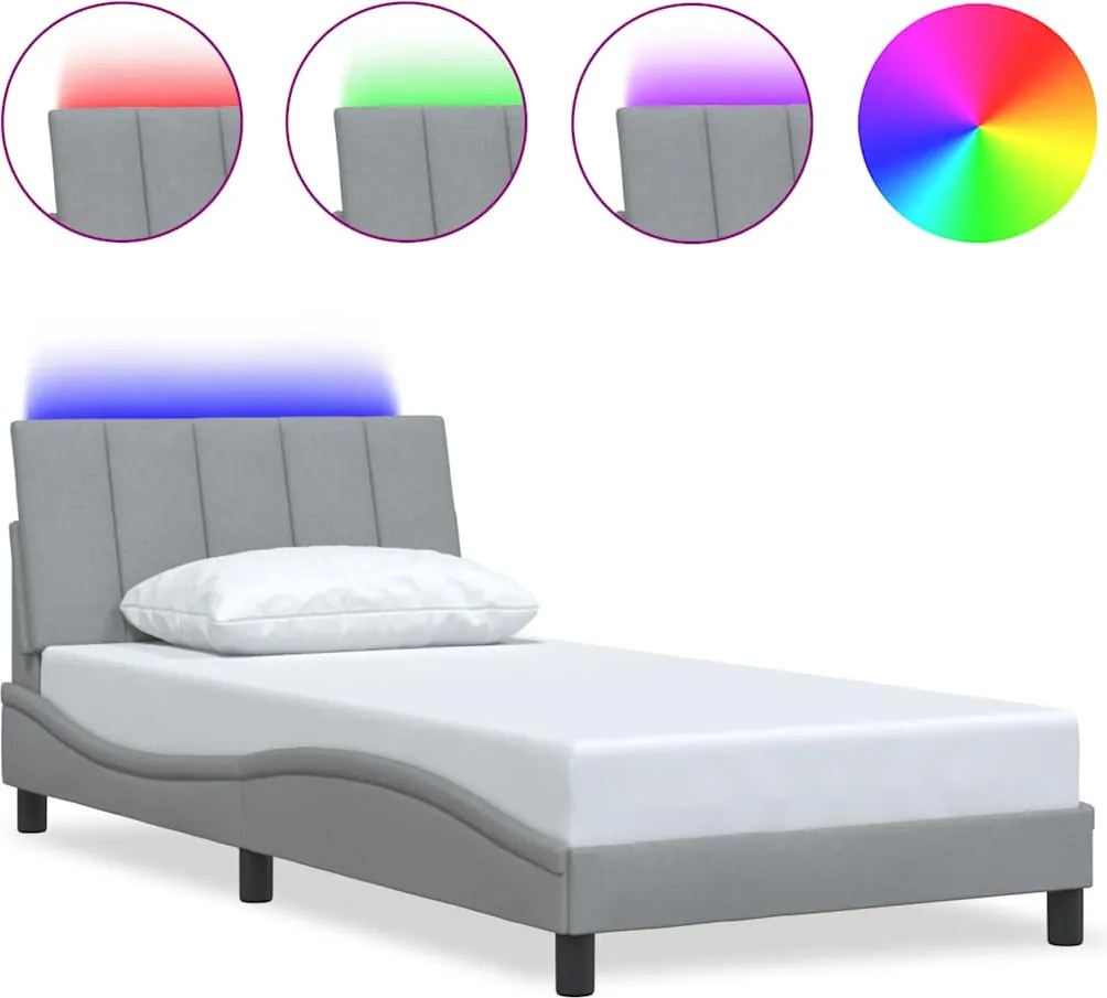 vidaXL Cadru de pat fără saltea, Hanko, gri deschis, 100x200 cm, textil