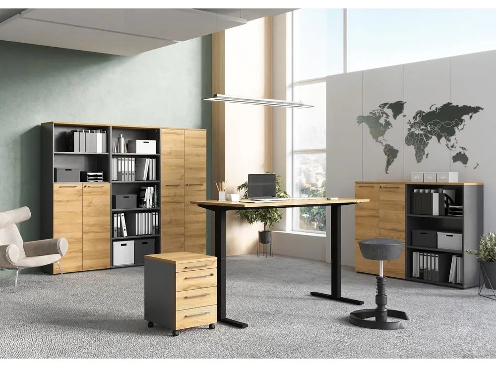 Dulap gri antracit cu aspect de lemn de stejar 80x120 cm Agenda – Germania