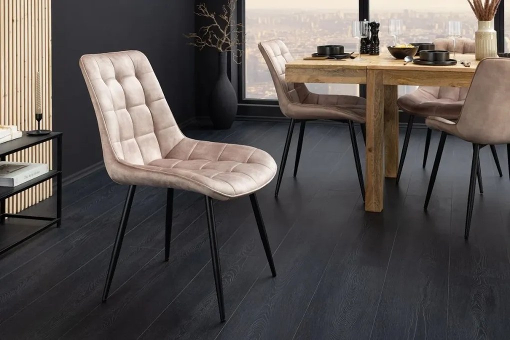 Set de 4 scaune ROADSTAR catifea sampanie greige