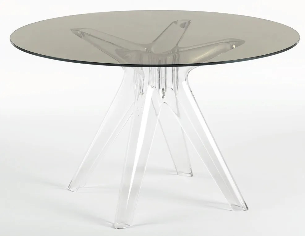 Masa Kartell Sir Gio design Philippe Starck, diametru 120cm, fumuriu transparent