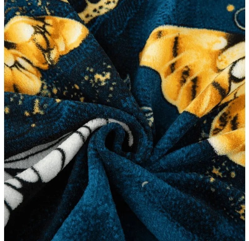 Cearsaf Cocolino microplus cu elastic FLUTURE AURIU SI ALB 180x200 cm verde inchis