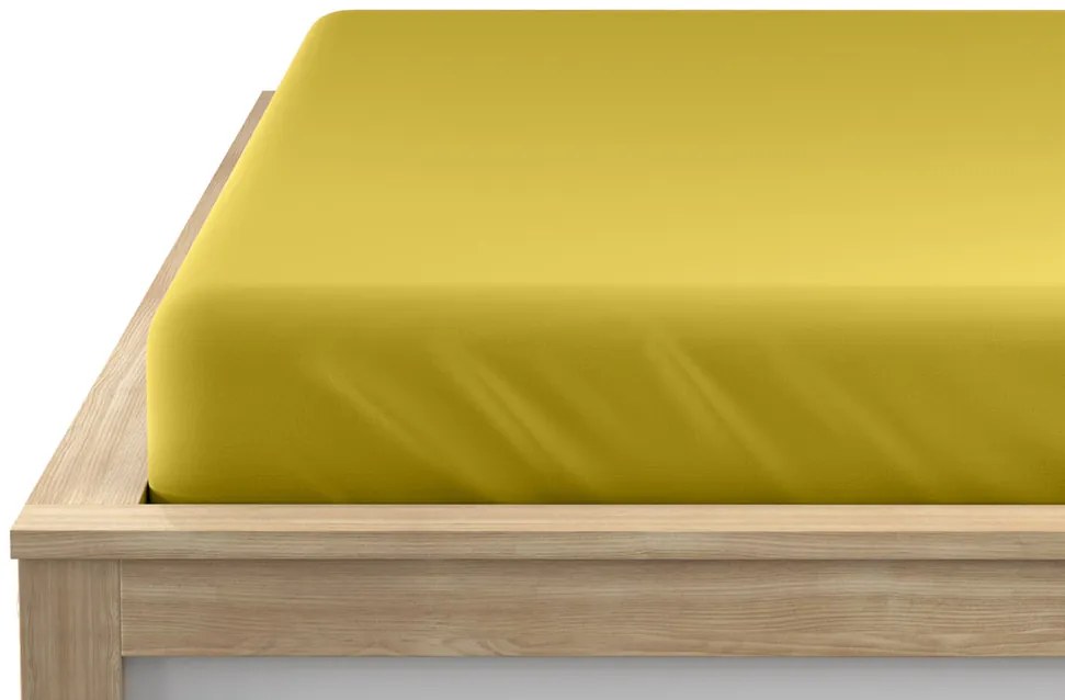 Cearsaf Jersey EXCLUSIVE cu elastic 160x200 cm galben deschis
