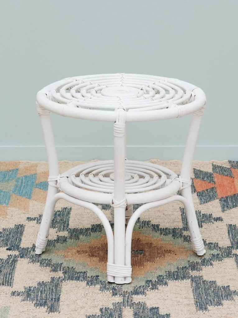Masuta laterala, din rattan, white Passoa