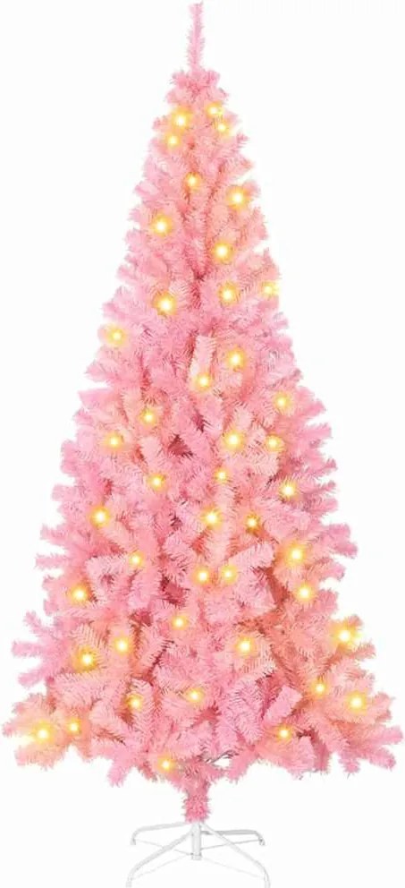 vidaXL Brad de Crăciun cu 300 LED cu suport Roz 180 cm PVC