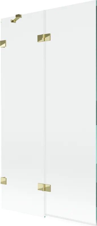 Mexen Lunar paravan de cadă cu 2 aripi, stânga 100 x 150 cm, transparent, auriu - 897-100-100-50-00-L