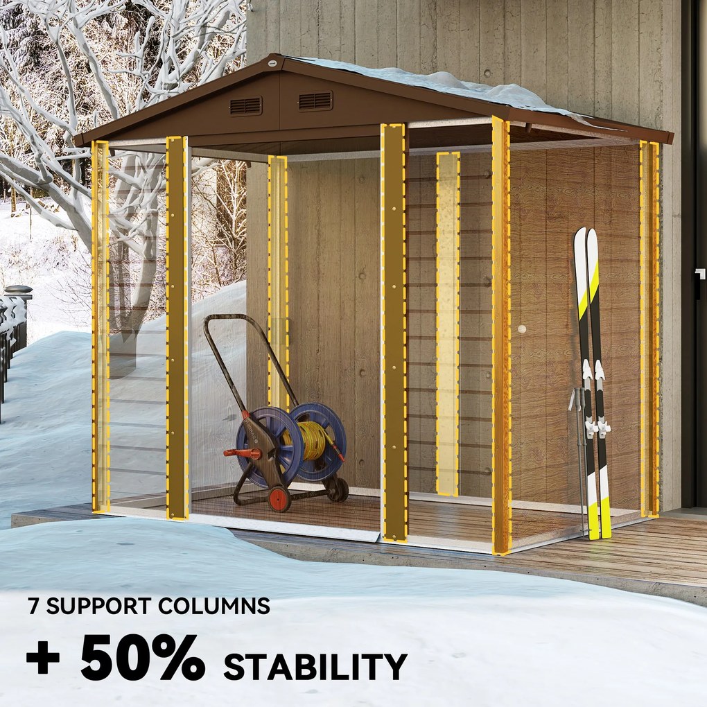 Outsunny Magazie de Grădină pentru Unelte 235.7x152x208.7cm Maro | Aosom Romania