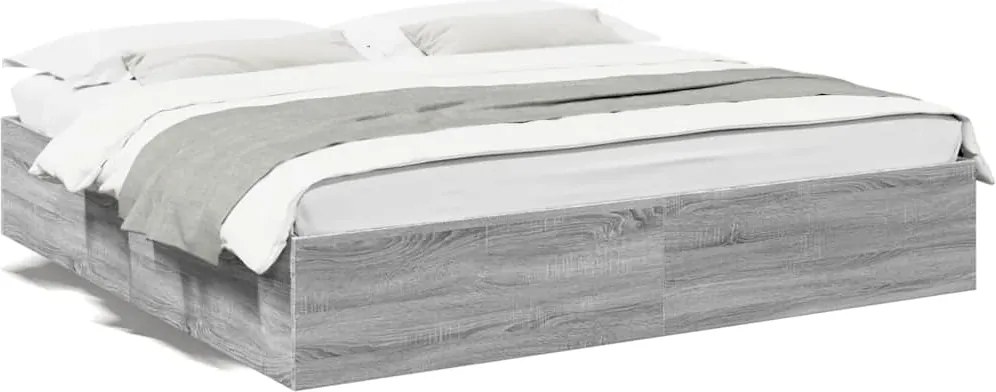 vidaXL Cadru de pat, gri sonoma, 200x200 cm, lemn prelucrat