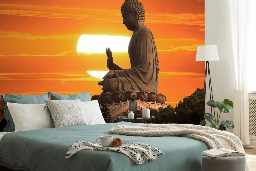 Tapet statuia Buddha la apus de soare