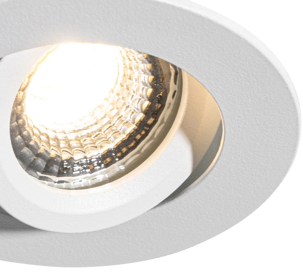 Set de 6 spoturi încastrate albe, înclinabile, 6,5 cm, cu LED inclus IP54, ultra-subțiri - Pupil