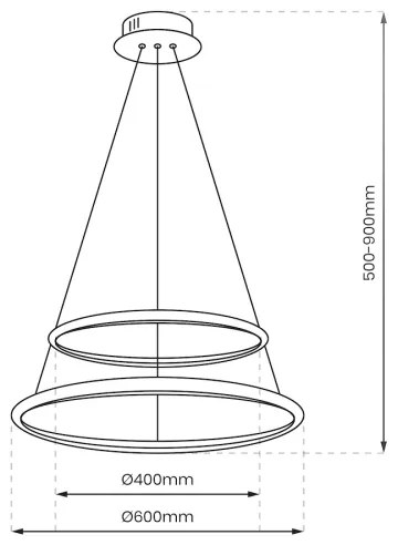 Lustră LED pe cablu HOOP LED/51W/230V d. 60 cm 4000K negru