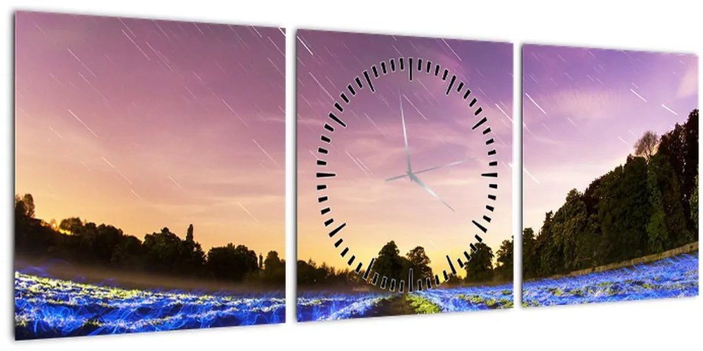 Tablou cu câmp colorat (cu ceas) (90x30 cm)