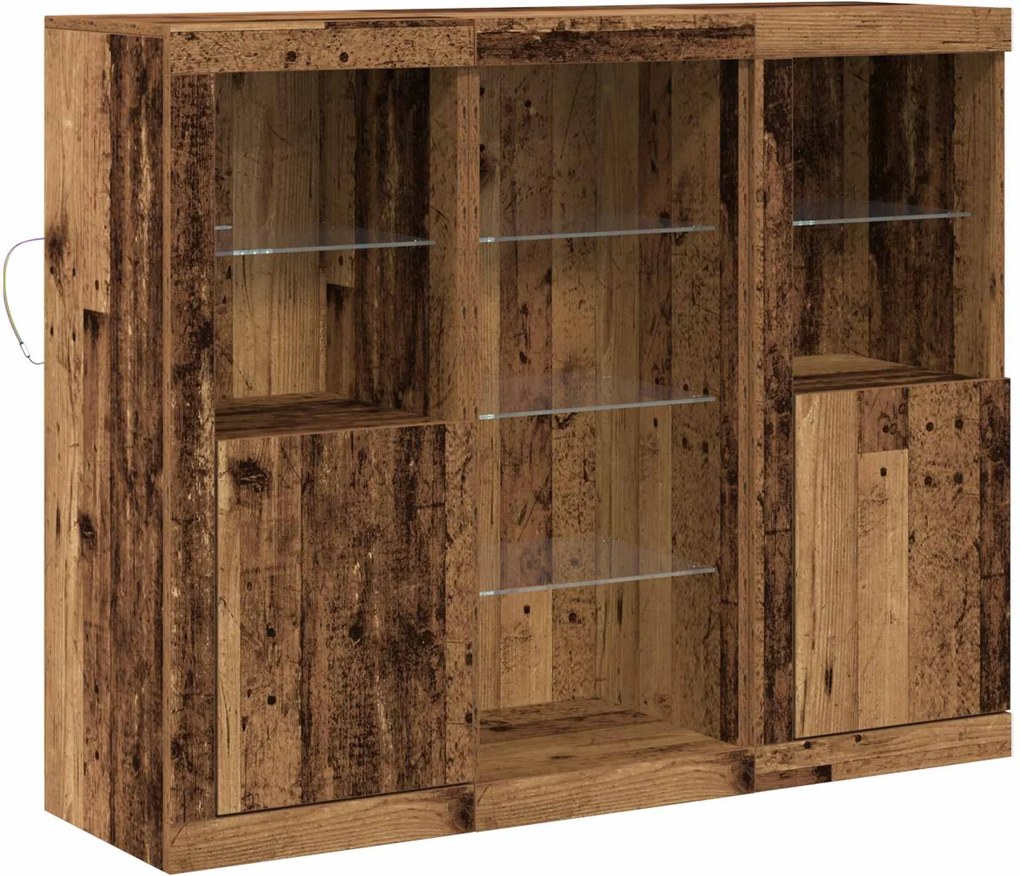 vidaXL Bufet LED Lemn vechi 123 x 37 x 100 cm Lemn compozit