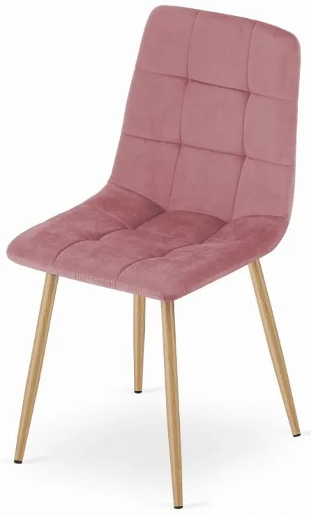 Set de masa 1 + 4, masa UMEKO 120x80 cm stejar sonoma + scaun de catifea roz KARA