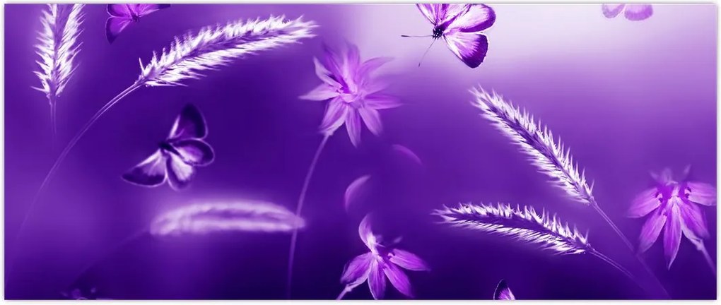 Tablou - Lunca cu fluturi (120x50 cm)