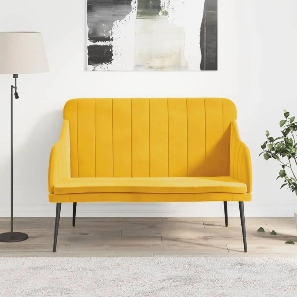 351470 vidaXL Bancă, galben, 110x76x80 cm, catifea