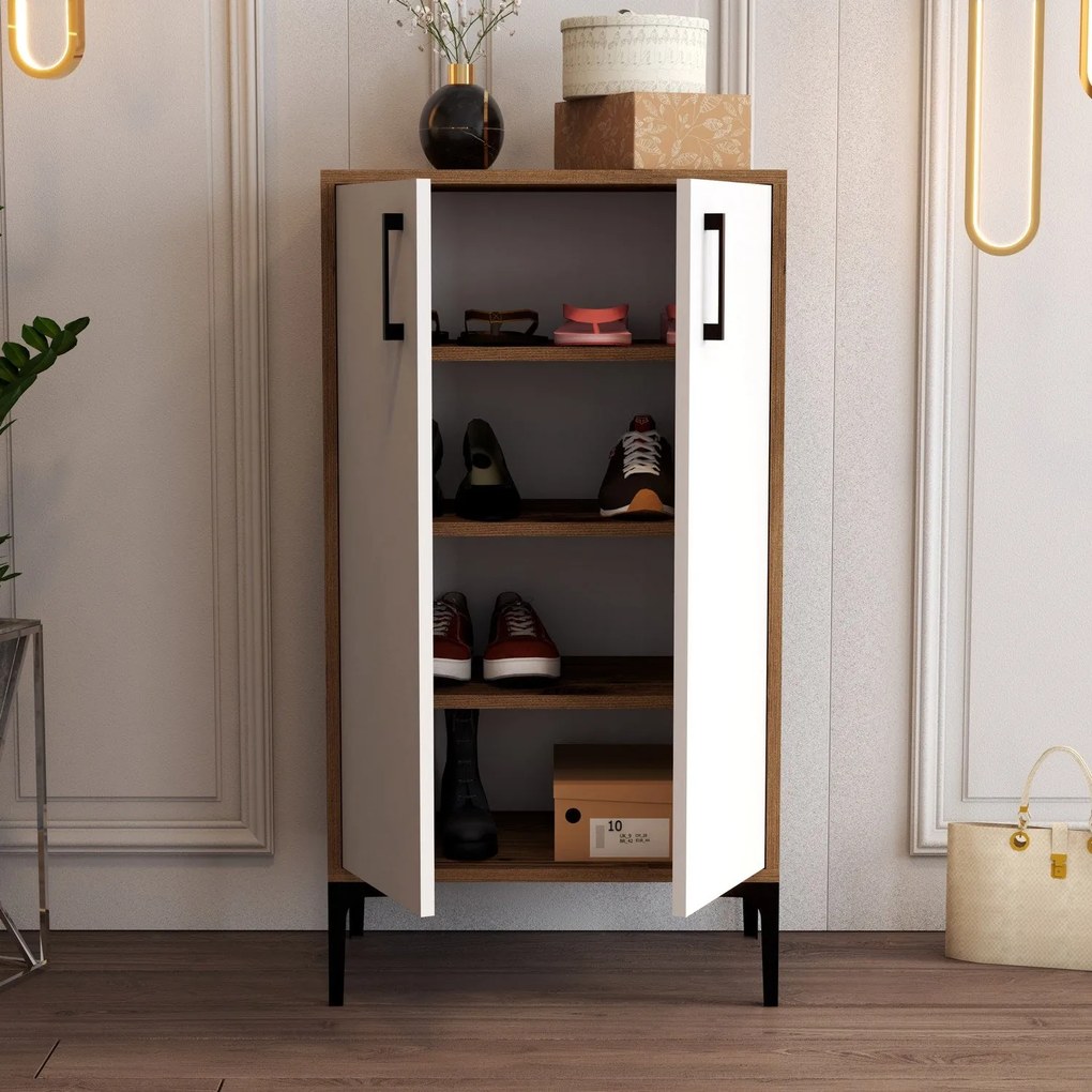 Comodă pentru pantofi Prag - Walnut, White