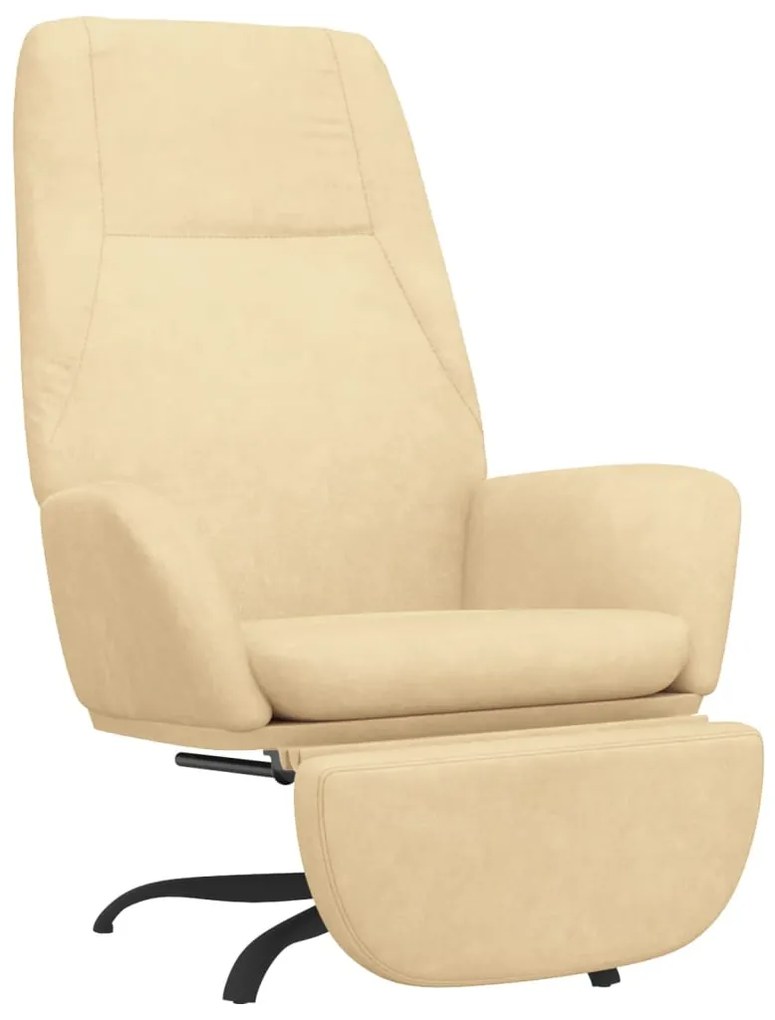 3097857 vidaXL Scaun de relaxare cu taburet, alb crem, catifea