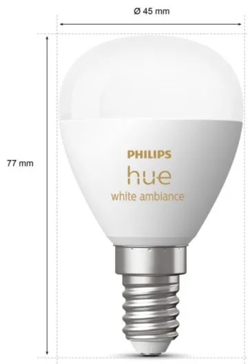 Bec LED dimabil Philips Hue WHITE AMBIANCE P45 E14/5,1W/230V 2200-6500K