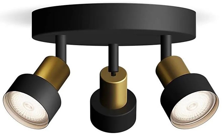Spot Philips CONDUIT 3xGU10/5W/230V negru/alamă
