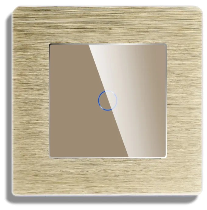 Intrerupator Simplu Cap Scara / Cruce cu Touch din Sticla si Rama de Aluminiu LUXION, Serie A