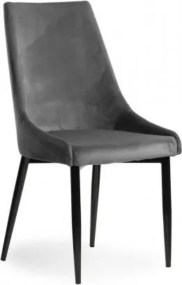 Scaun tapitat cu stofa, cu picioare metalice Luis Velvet Grey / Black, l49xA59xH95 cm