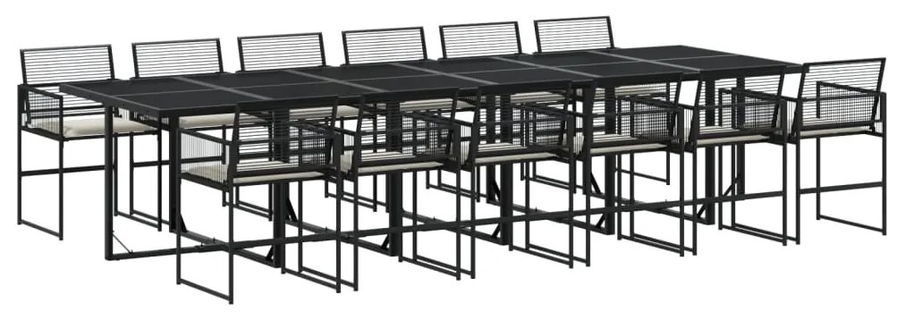 3295027 vidaXL Set mobilier de grădină cu perne, 13 piese, negru, poliratan