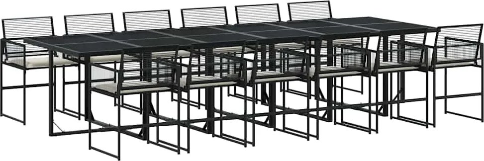vidaXL Set mobilier de grădină cu perne, 13 piese, negru, poliratan