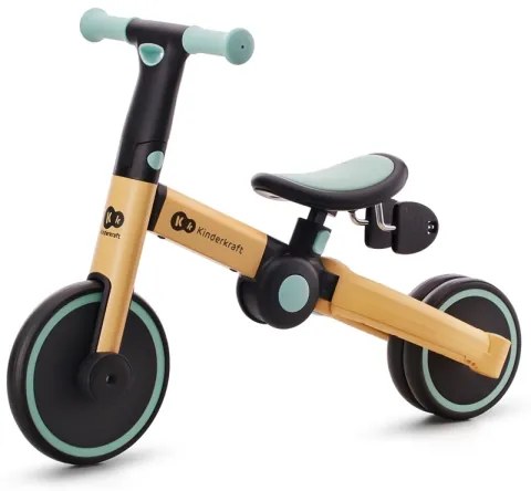 Tricicletă 3 în 1 pentru copii KINDERKRAFT 4TRIKE galben/verde-mentă