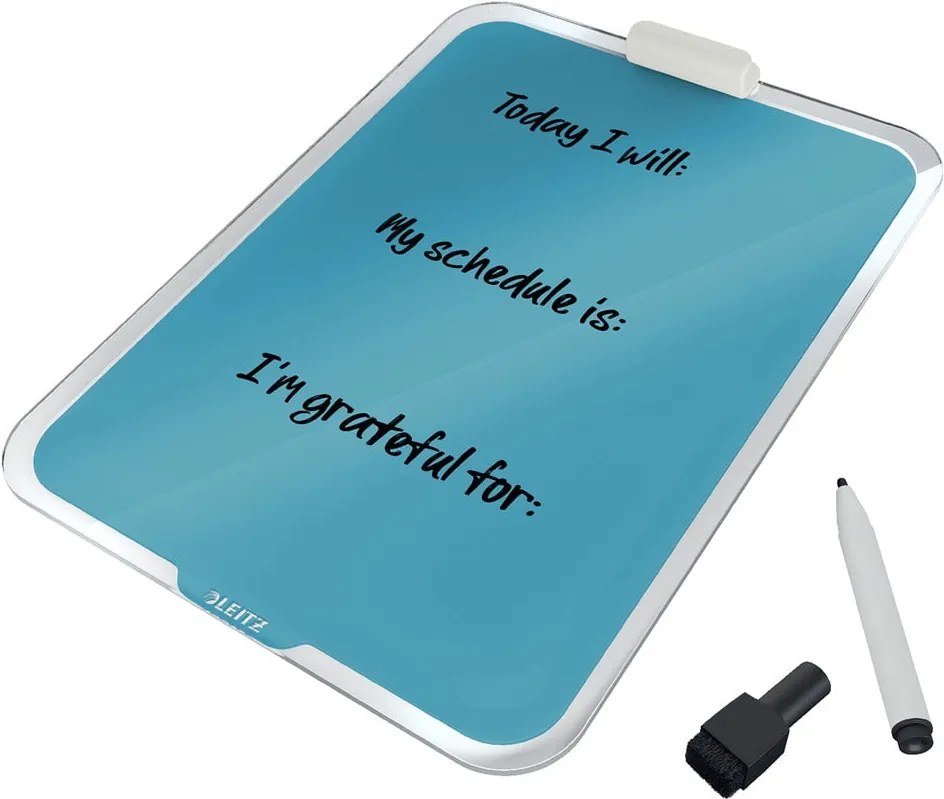Flip-chart din sticlă pentru birou Leitz Cosy, 22 x 30 cm, albastru