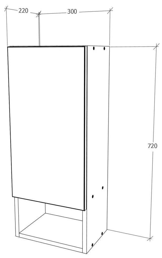 Corp Baie Zed, Suspendat, 1 Usa, Gri Lucios/Alb, MDF, L 30 x l 22 x 72 cm