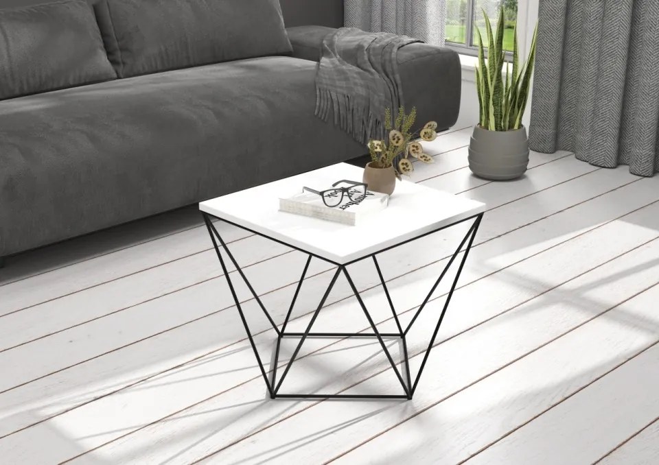 Masuta de cafea, 50x50 cm, DIANA, ADRK Furniture (Culoare: Alb / Sonoma)