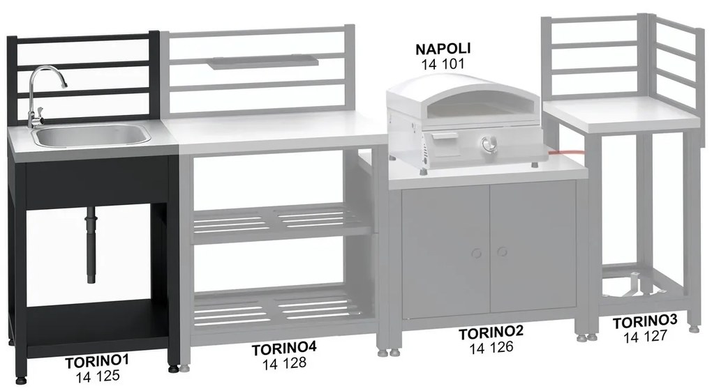 Cattara 14125 modul cu chiuvetă pentru bucătărieîn aer liber Torino 1