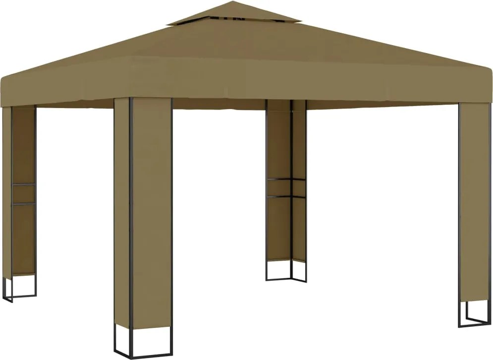 vidaXL Pavilion cu acoperiș dublu, gri taupe, 3 x 3 x 2,7 m, 180 g/m²