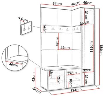 Mobilier hol Tovenaz X (alb + gri deschis). 1123059