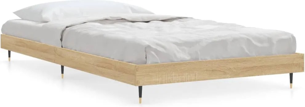 vidaXL Cadru pat fără saltea stejar sonoma, 90x200 cm, lemn prelucrat