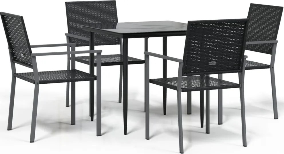 vidaXL Set mobilier de grădină, 5 piese, poliratan și oțel