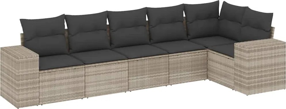 vidaXL Set canapele de grădină cu perne, 6 piese gri deschis poliratan