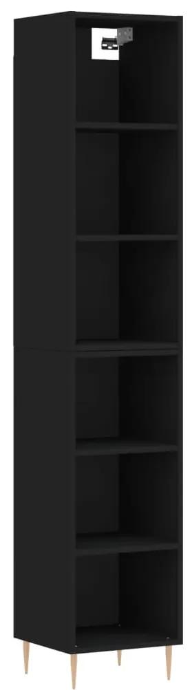 3189814 vidaXL Dulap înalt, negru, 34,5x32,5x180 cm, lemn prelucrat