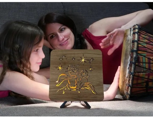 Li-Go 5788/DUB2 - Lampă LED decorativă de masă LED/12W/230V 19x19 cm stejar/Micul Prinț