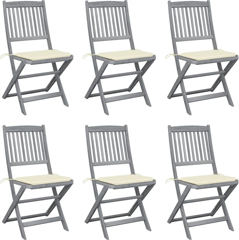 vidaXL Scaune pliante de exterior cu perne 6 buc. lemn masiv de acacia