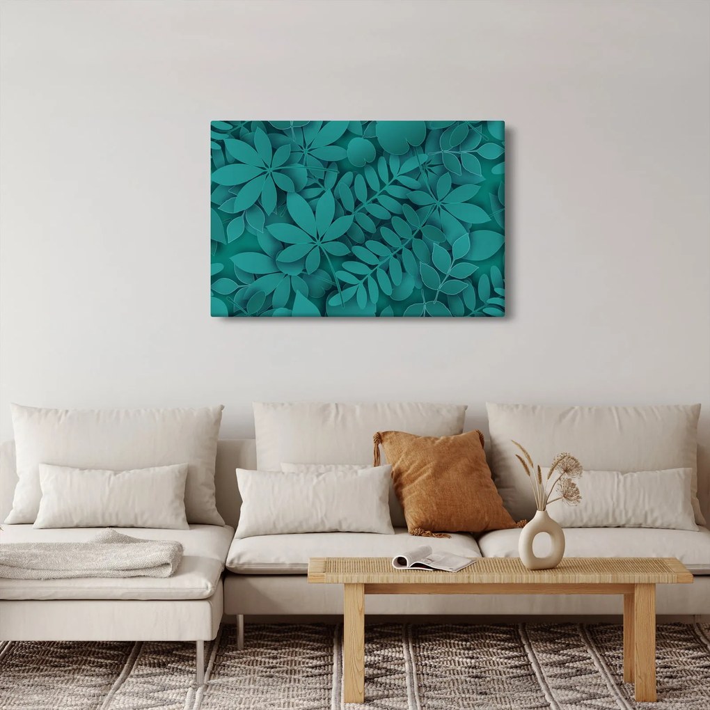 Tablou - Frunze turcoaz (90x60 cm)