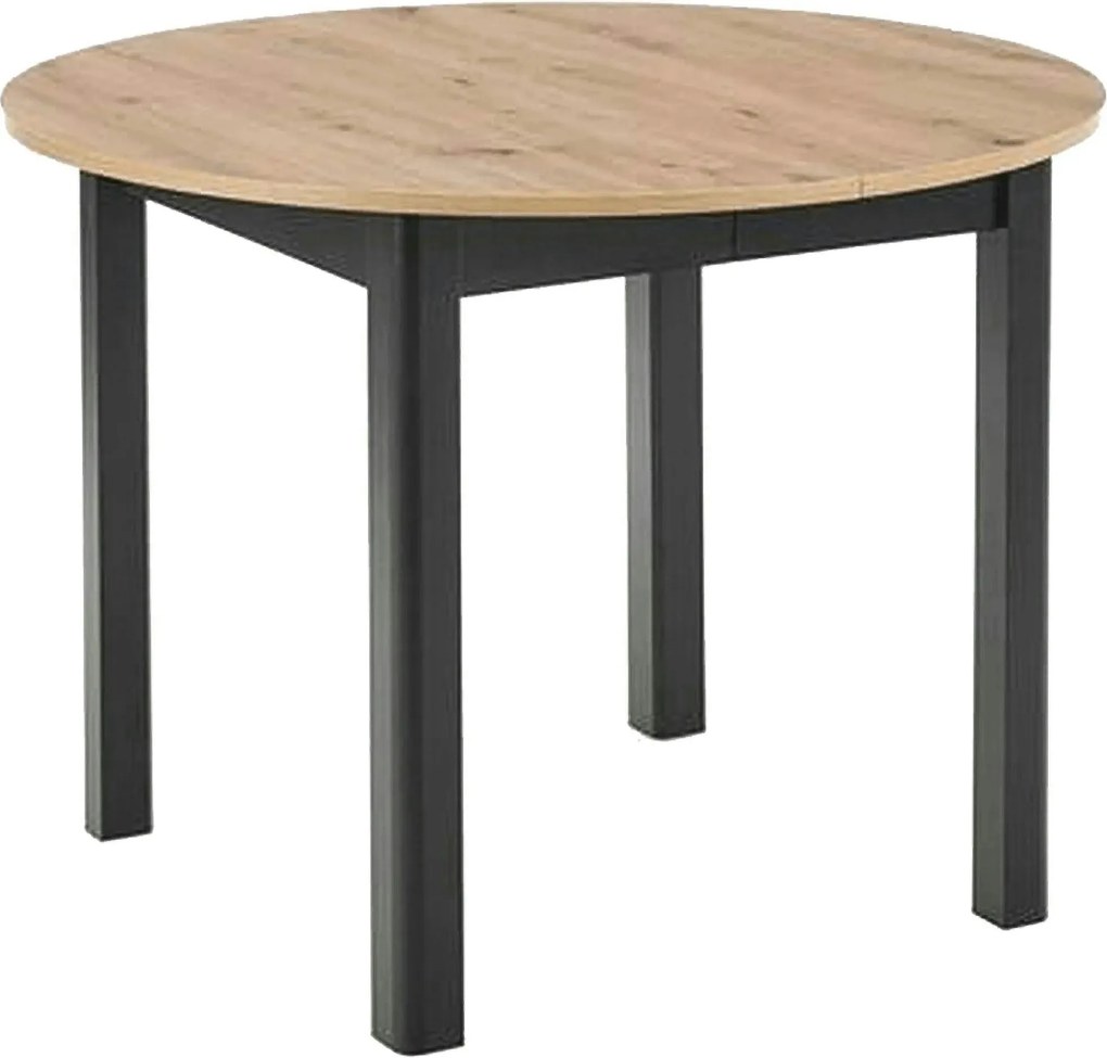 Masa extensibila RINGO, stejar/negru, PAL laminat, 102/142x102x76 cm
