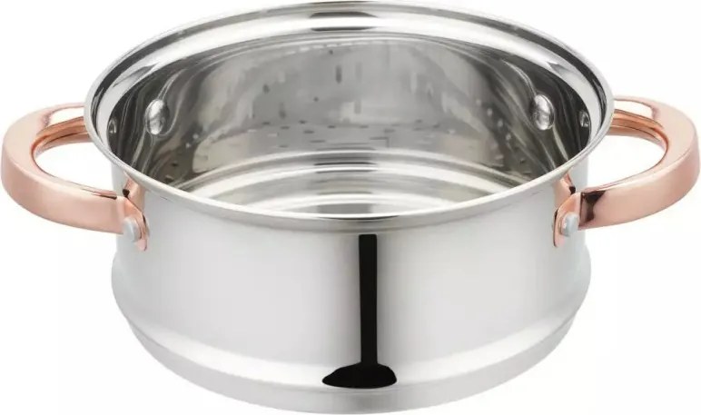 Resigilat: Oala pentru gatit la aburi Klausberg KB 7726, 18 cm, 2,5 L, 4 piese, Inductie, Inox/Aur roz
