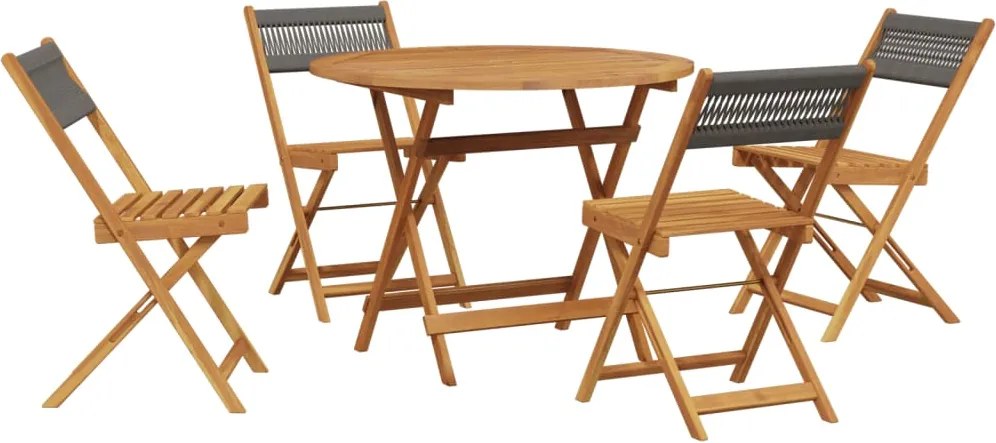 vidaXL Set mobilier de grădină 5 piese polipropilenă gri/lemn masiv