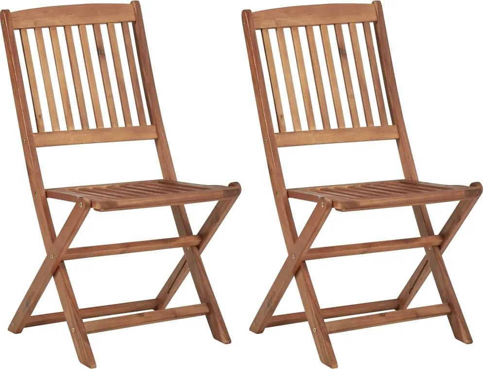 vidaXL Scaune pliabile de exterior, 2 buc., lemn masiv de acacia
